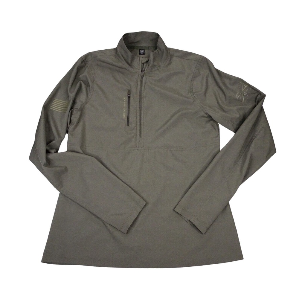 Grunt Style Pullover Mens XXL 2XL Brown Patriotic Quarter Zip Wind Breaker